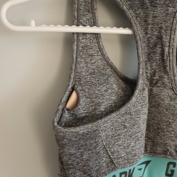 Gymshark Women's Blue/Grey Athleisure Scoop Neck Flex Racerback Sports Bra - Picture 6 of 8